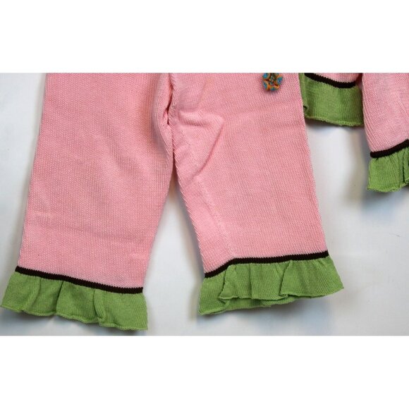 Zack Ali 4 Kids Girls Pink Knitted Outfit sz 5-6 Shirt Pants Pockets Flower Fall - Picture 4 of 12